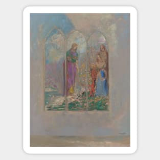 Devotion Near a Red Bush by Odilon Redon Sticker